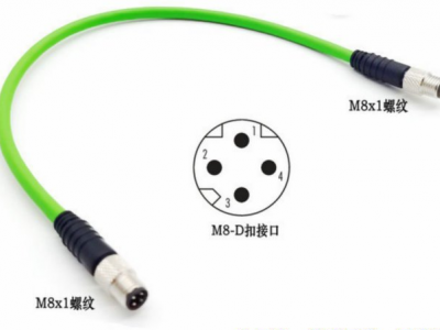 M8-4针以太网连接器 双头预制电缆D编码 绿色网线图2