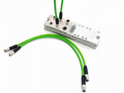 M8-4针以太网连接器 双头预制电缆D编码 绿色网线图3