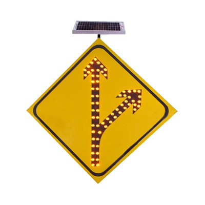 菱形发光交通标志牌 太阳能分流指示标志牌厂家图2
