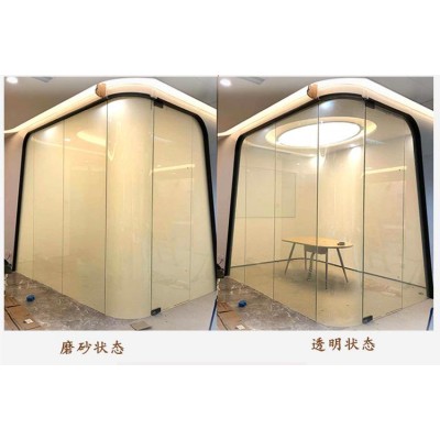 智能隐私调光玻璃膜/通电透明雾化玻璃/电控变色办公室隔断图3