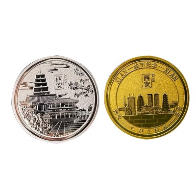 金属城市印象旅游地标景点广场雕塑吉祥物留念中国风国潮寺庙神像纪念章定制图2