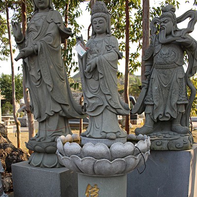 石雕三十三观音佛像 青石关公韦陀菩萨 寺庙石雕观音像佛像汉白玉惠安图4