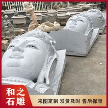 汉白玉石雕观音佛像大型寺庙 6.8米石雕滴水观音像 寺庙放生池荷
