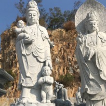 汉白玉观音佛像生产厂家 浙江广东石雕观音菩萨像定做 青石仿古观