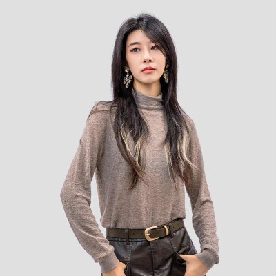 温碧霞代言IRENENA服装品牌半高领套头打底衫秋冬加长长袖内搭衣图2