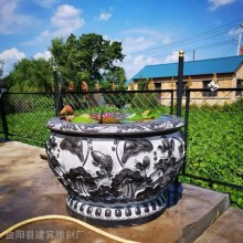 庭院门海石雕大水缸青石荷花缸石头鱼缸石盆摆件