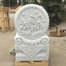 精修别墅酒店门口汉白玉抱鼓石门墩 晚霞红石雕门鼓石