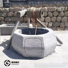 仿古石雕井圈 庭院老式石井口 石雕水井圈摆件