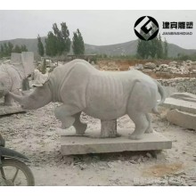 非洲犀牛石雕雕塑报价 大理石犀牛雕