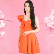 IRENENA女装温碧霞自创品牌抹胸蝴蝶结领晚礼服荷叶边