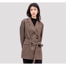 IRENENA女装温碧霞自创品牌双面毛呢长袖女西装中长款
