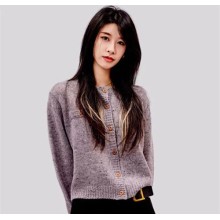 IRENENA女装温碧霞自创品牌雪花纹羊毛开衫毛衣长袖针织衫