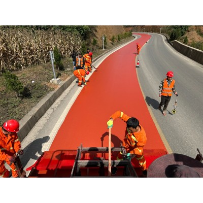 高分子彩色手工微表处 彩色稀浆混合料 机铺彩色乳化沥青磨耗层图3