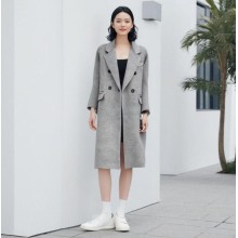 温碧霞自创IRENENA服装秋冬新款韩版毛呢外套高级灰呢