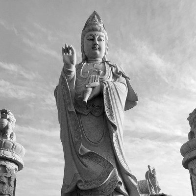 大型石雕观音菩萨像 青石鳌鱼乘龙观音雕塑 观音坐莲样式大全图3