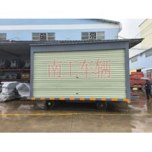 10吨箱式平板拖车两侧带卷帘门 牵引雨篷拖车