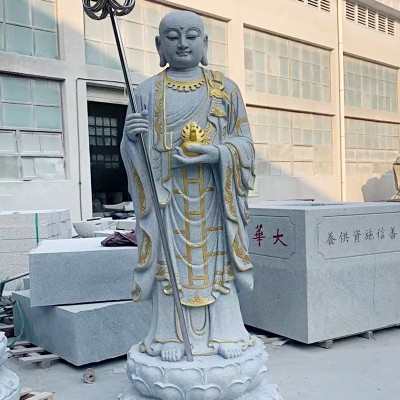 安徽九华山石雕地藏菩萨 寺庙大型石雕地藏王佛像定制 光头地藏比丘像图6