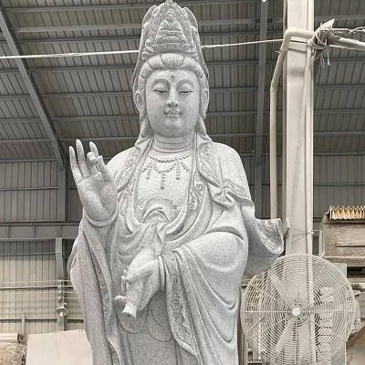 户外露天石雕观音菩萨定做 3米以下石雕观音坐莲花样式 圆雕浮雕工艺图4