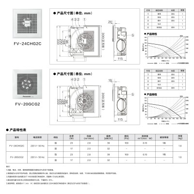 北京松下工程换气扇FV-17CHUG1C管道式排气扇FV-24CUG1C天花板排风扇FV-24CHG1C图4