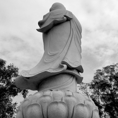 露天石雕滴水观音菩萨定做 G603花岗岩石雕观音像 寺庙流水摆件图2