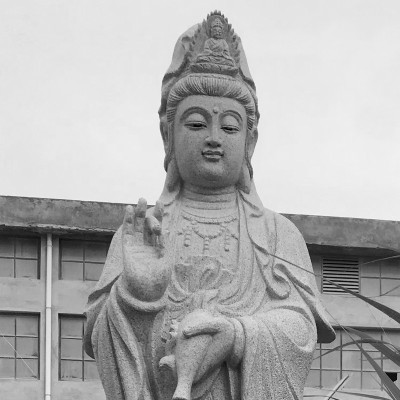 露天石雕滴水观音菩萨定做 G603花岗岩石雕观音像 寺庙流水摆件图3