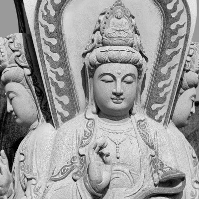 露天石雕滴水观音菩萨定做 G603花岗岩石雕观音像 寺庙流水摆件图4