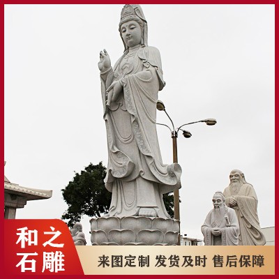 福建石雕佛像厂供应 各种造型石雕观音坐莲雕刻图 寺庙专用石雕观音图7