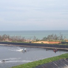 海南文昌翁田高位池海水养虾黑膜0.35mm0.50