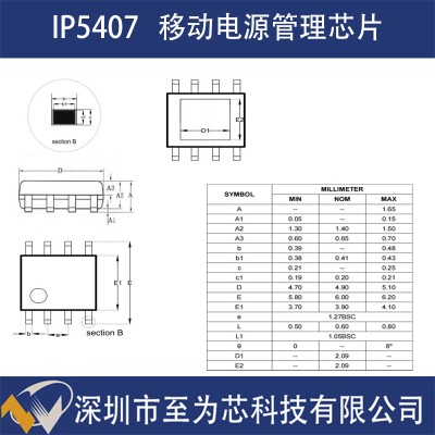 IP5407 英集芯 集成DCP移动电源管理SOC芯片 2.1A/2.4A同步充放电图2
