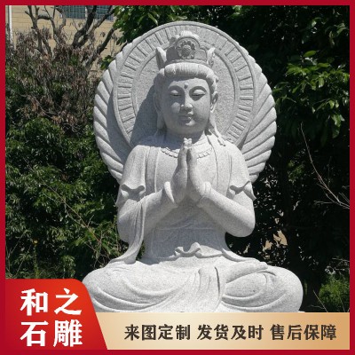汉白玉自在观音菩萨定做 各种天然石头观音菩萨 石雕观音菩萨款式多图2