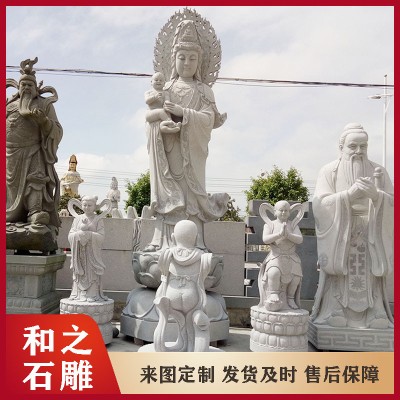 浙江石雕南海观音菩萨 露天大型花岗岩石雕观音像定制 全国可安装图2