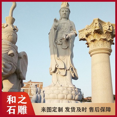 浙江石雕南海观音菩萨 露天大型花岗岩石雕观音像定制 全国可安装图5