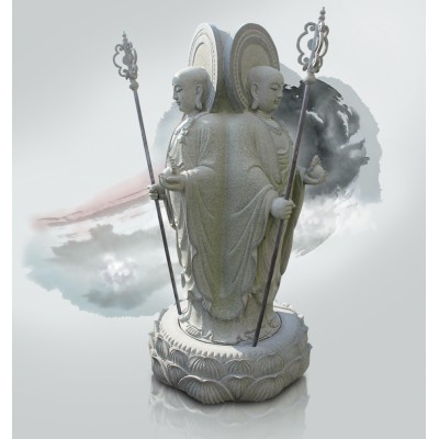 定做一尊石雕地藏菩萨 骑谛听石雕地藏王佛像 比丘相石头刻光头地藏像图3