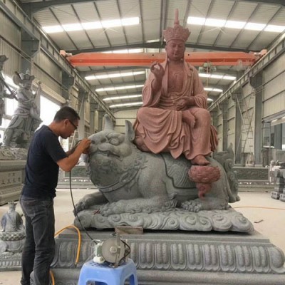 惠安石雕佛像厂定做汉白玉地藏王佛像 九华山石头刻地藏 骑谛听石雕地藏坐像图4