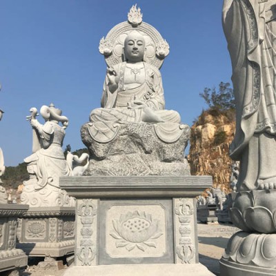 惠安石雕佛像厂定做汉白玉地藏王佛像 九华山石头刻地藏 骑谛听石雕地藏坐像图3