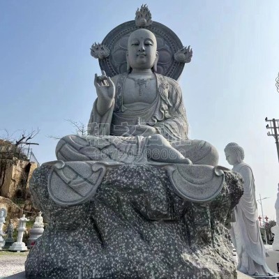 花岗岩三面地藏王菩萨石雕像 青石仿古玄奘人物石雕像 墓地陵园石雕图2