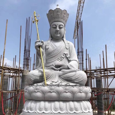 花岗岩三面地藏王菩萨石雕像 青石仿古玄奘人物石雕像 墓地陵园石雕图5