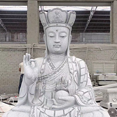 寺庙石雕地藏菩萨雕塑图片 天然石头刻地藏脚踩莲花骑谛听光头地藏图4