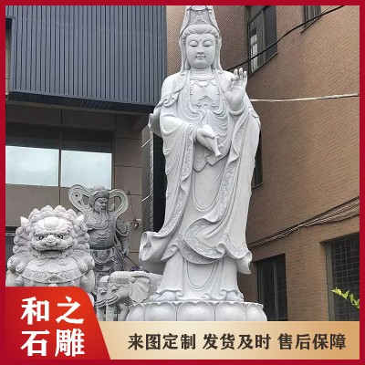 2025石雕观音价格 寺庙佛堂观音殿小型汉白玉石雕观音菩萨 工艺好图6