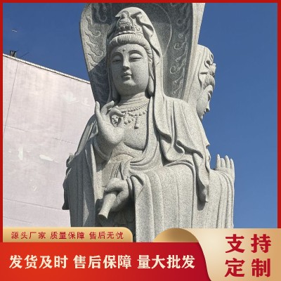633石材雕刻观音寓意 寺庙青石乘龙观音鳌鱼观音菩萨石像 手工雕刻图2
