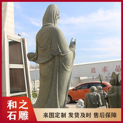 青石石雕观音佛像定做 福建花岗岩石雕观音菩萨订购中 654石材雕刻观音图4