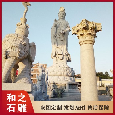 青石石雕观音佛像定做 福建花岗岩石雕观音菩萨订购中 654石材雕刻观音图6
