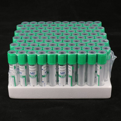 绿色管帽含肝素锂抗凝剂PET材质真空采血管_抽血管图1